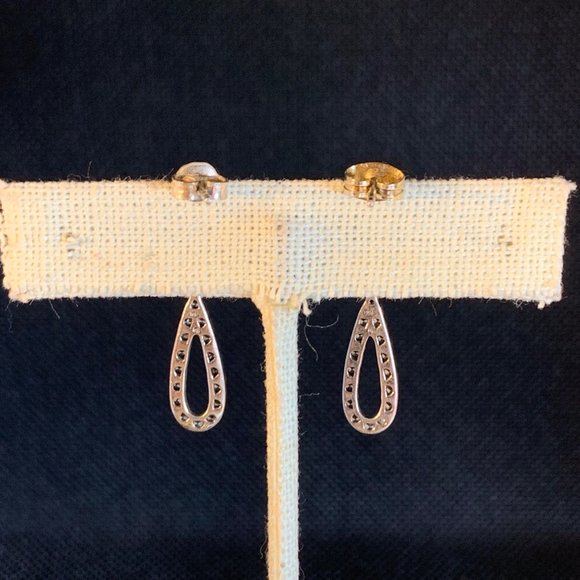 Sterling Silver 925 Cubic Zirconia Dangle Earrings, Post Backs, 1.5" Long - Picture 5 of 12